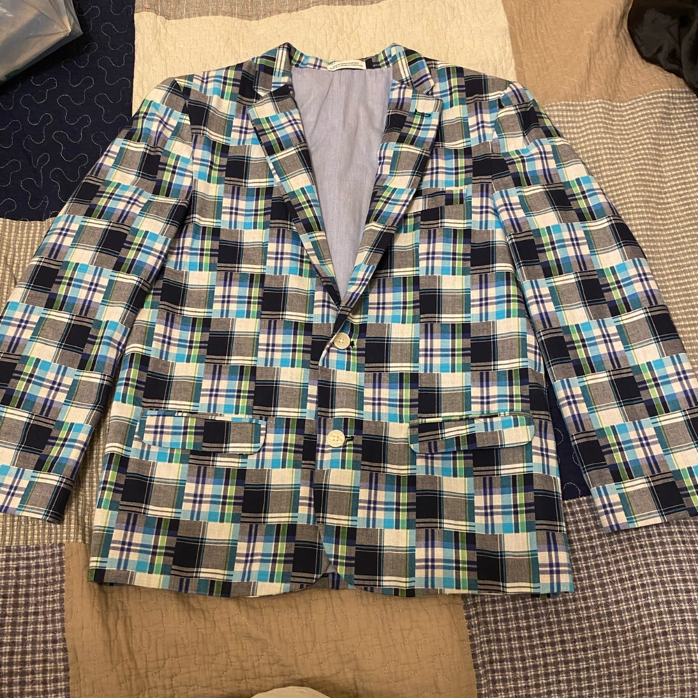 Izod Blue and Green Sport Coat with Notched Lapels